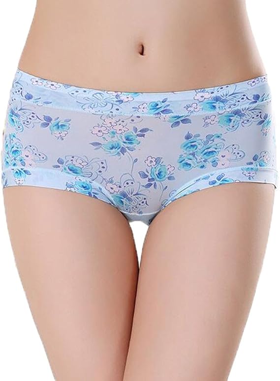 Dou7ble Li Women's Sexy Flower Underwear Briefs Panties Ice Silk