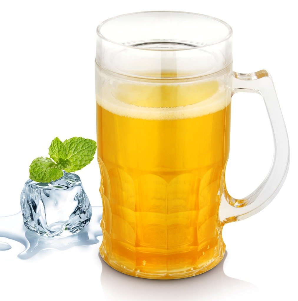Design Double Wall Frosty Plastic Beer Mug Freezer Clear