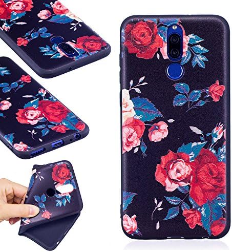 DANHUA HuaWei Mate10 Lite case [Scratch Resistant] Premium Flexible Soft Anti Slip TPU Case Ultra Protective Case Protection Bumper Cartoon Case[Red Flower]