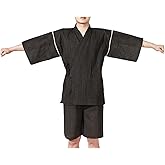 Kimono Japanese Style Pajamas Shirt and Pant, Men's Cotton Linen Robes Loungewear Bathrobe
