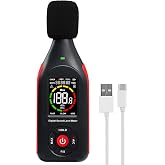 Decibel Meter Data Logger Sound Level Meter with 3-Color Display and Alarm | USB Rechargeable dB Meter SPL Tester with 31,000 Data Records &amp; Export, A/C Weighted, Fast/Slow, MAX/MIN, Data Hold, 30-130dB
