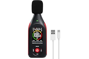 LANDTEK Decibel Meter Sound Level Data Logger, Portable SPL Meter Noise Monitor with Data Logging & Graph Printing, A/C Weighted, 30~130dB, Fast/Slow, MAX, Data Hold, 3-Color Alarm for Noisy Neighbor Factory