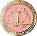RecoveryChip 1 Year AA Medallion Reflex Pink Gold Plated Alcoholics Anonymous Chip