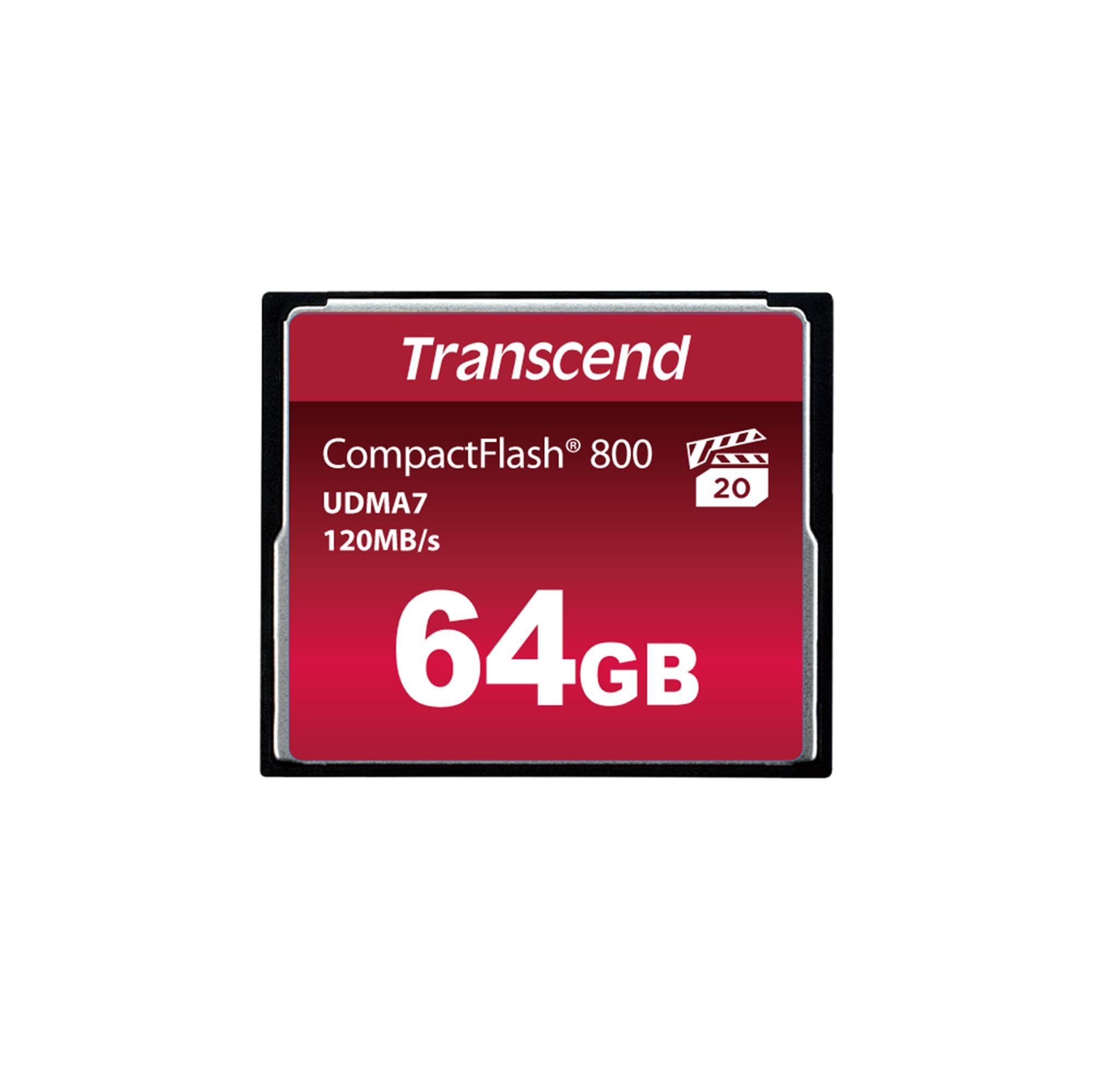 Transcend 64GB CF800, CompactFlash Memory Card, UDMA 7, High Speed, Up to 120MB/s, For Nikon, Canon, digital SLR, MLC - TS64GCF800 Image