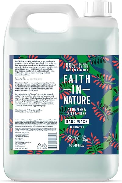 Faith In Nature Aloe Vera Tea Tree Hand Wash 5 L Refill Pack Vegan Cruelty Free