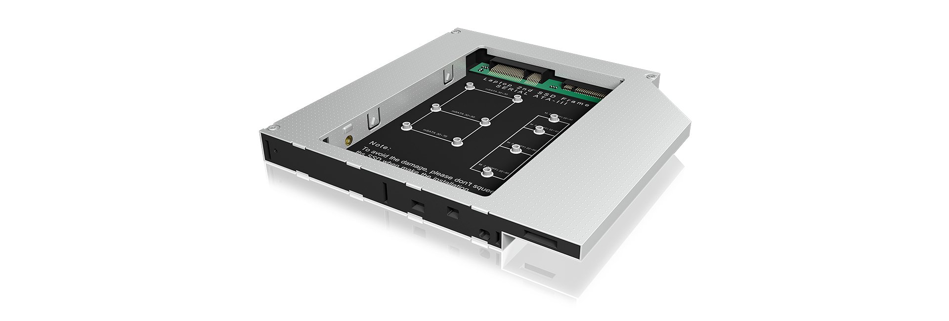 Icybox Adapter for Notebook DVD Bay M SATA/M.2 SSD - Black/Silver