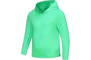 HODOSPORTS Boys Rash Guard Swim Shirt Long Sleeve for Kids UPF 50+ Sun Protection Hooded Swimming Hiking Shirts Swimsuit