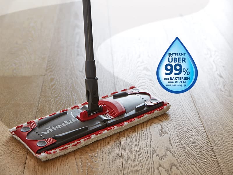 Vileda Ultramax Turbo 2in1 Bodenwischer Komplett Set | Wischmopp-System mit Teleskopstiel (75–130 cm), Mikrofaserbezug & Eimer mit Powerschleuder | Für Fliesen, Laminat & Parkett | Comfort-Pack 8