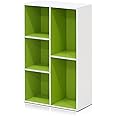 Furinno Luder Bookcase / Book / Storage , 5-Cube, White/Green