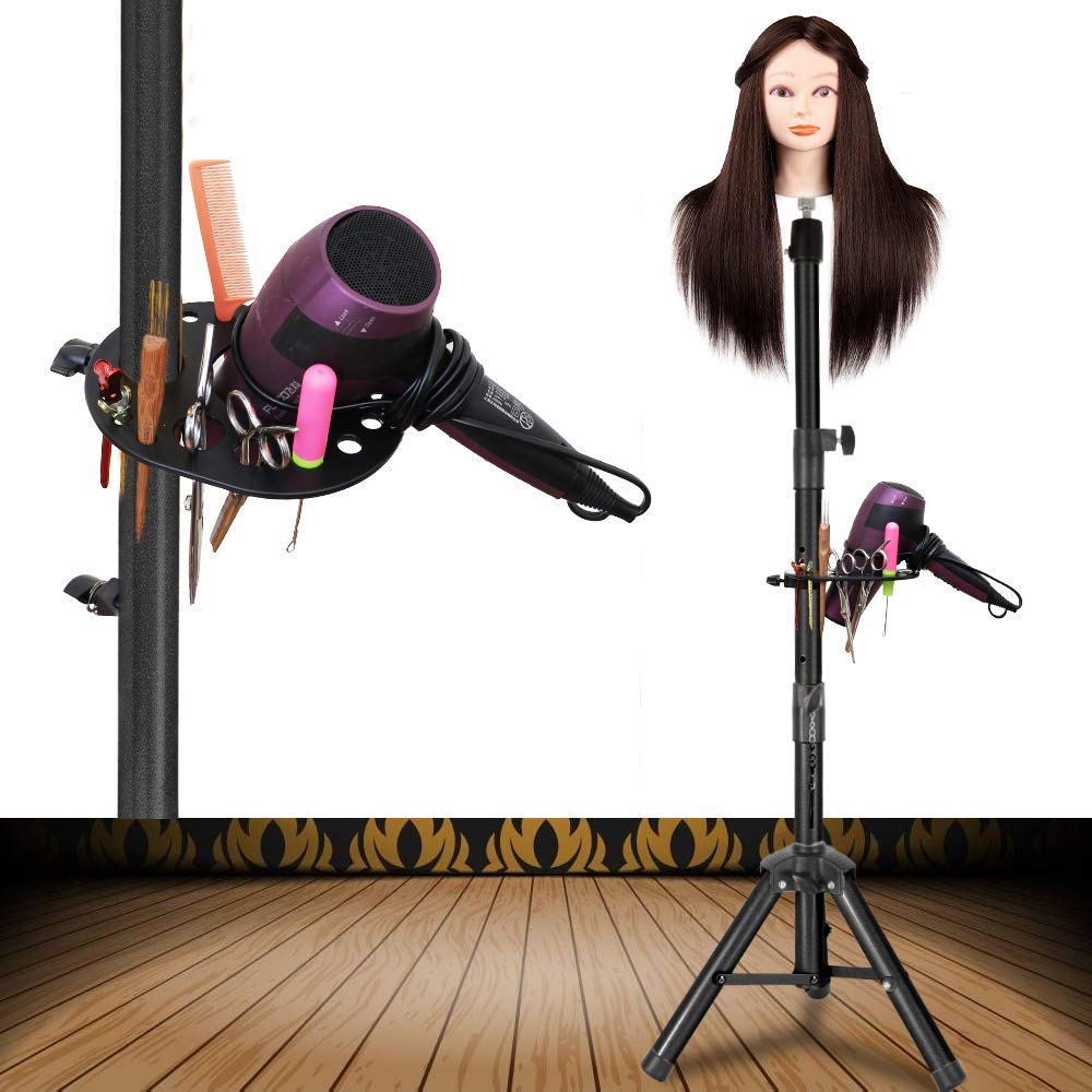 AliLeader 55 Inch Heavy-duty Thick Wig Stand Tripod, Adjustable Wig Mannequin Head Stand with Tool Tray for Hairdressing Training Head (Black, Mannequin Head Not Included)