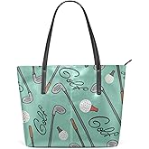 Yasala Top Handle Bag for Women Golf Ball Equipment Doodle Vegan Leather Lady Purse Shoulder Bag Travel Satchel Gym Beach Tote with Zipper Weekender Handbag