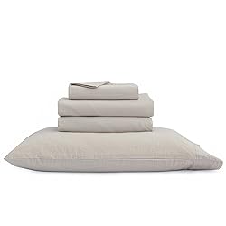 BESTOUCH Sheet Set 100% Washed Cotton Linen Feel