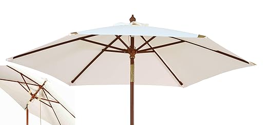 Großer Sonnenschirm „Sunshine“ ø 240cm ( 2,4 Meter ) ? Weißer Strand-Schirm mit hohem UV-Schutz 50+ ? Kippbar ? Windauslass e