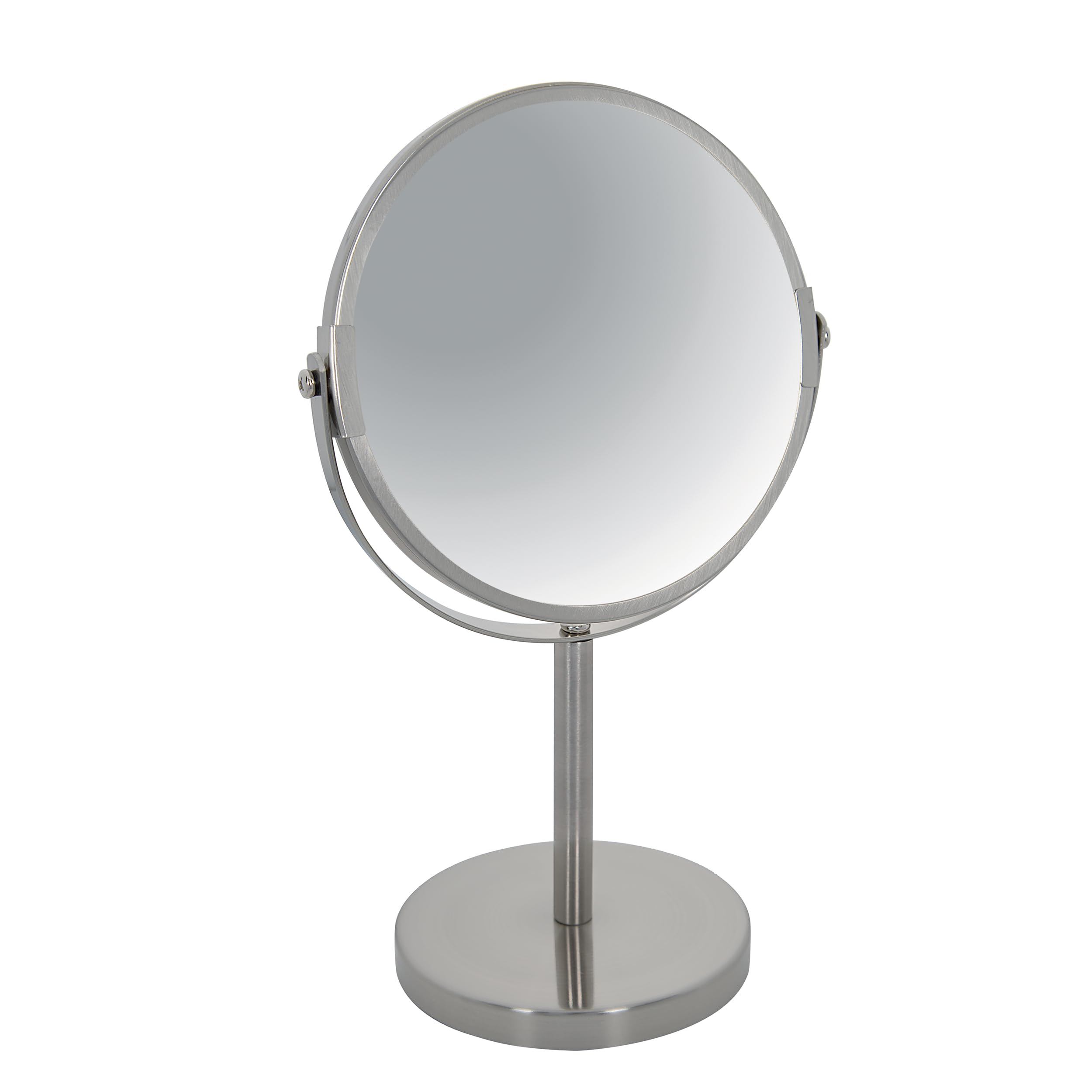 Spirella Sydney Collection Pedestal Mirror for Vanity or Bathroom 17 x 17 x 27 cm (Reversible: 100% and 2x Magnification), Metal, Matt Chrome