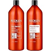 Redken Frizz Dismiss Shampoo & Conditioner Set For Frizzy Hair - Smooths Hair and Manages Frizz, Sulfate-Free, 33.8 Fl. Oz (Pack of 2)