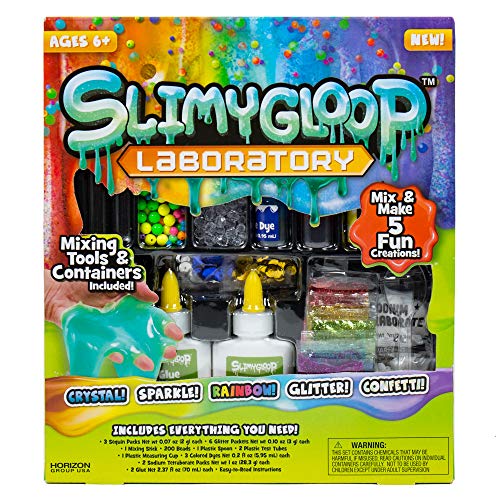 SLIMYGLOOP Laboratory by Horizon Group USA - Mix & Create 5 DIY Fun Gooey, Stretchy, Squishy, Putty Creations by Adding Sparkle, Color, Glitter, Beads, Confetti& More