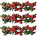 YILIYAJIA 3PCS Artificial Rose Garlands Silk Fake Rose Flowers Green Leaves Vine for Home Hotel Office Wedding Party Garden Craft Art Decor (red)