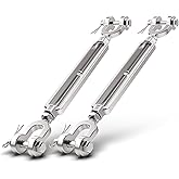 Turnbuckle 3/8 M10 304 Stainless Steel Turnbuckle, 3200 Lbs Working Load Limit, Jaw and Jaw Turnbuckles for Cables Wire Rope Tensioner, Turnbuckle for Shade Sail, Yard Zipline (2Pack)
