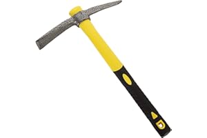 Ziqi Weeding Mattock Hoe 15 Inch Forged Garden Picks Tool, Pick Mattock with Fiberglass Handle, Garden Pick Axe Long Handle for Loosening Soil, Cultivating Vegetable Gardens, Camping, Archaeological