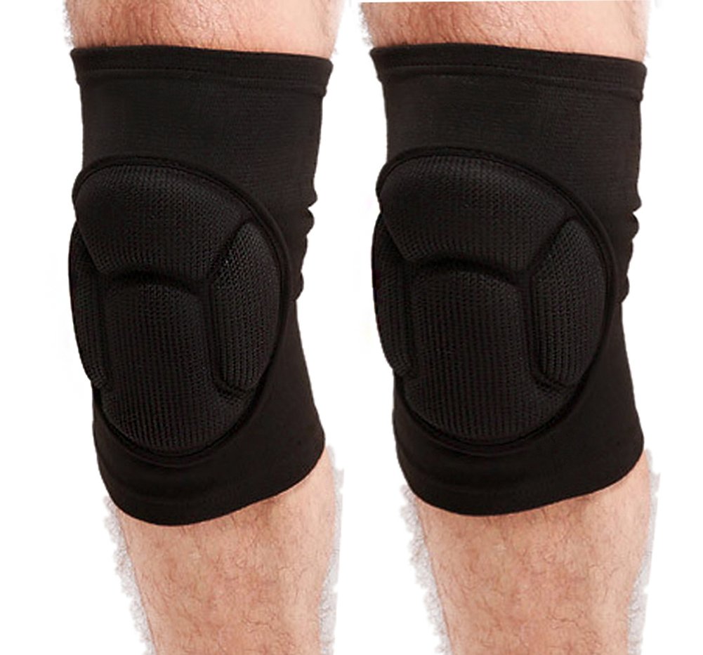 YJZQ Sponge Cushioned Knee Support Pad 1 Pair Crushproof Sport Kneecap Brace Elastic Sleeve Fitness Bike Basketball MMA Boxing Ski Knee Injury Protector Guard - Pain- relief, Warm-up