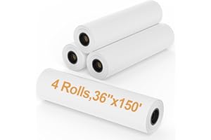 MBLABEL Wide Format Paper, 4 Rolls 36 in x 150 ft CAD Bond Rolls, Plotter Paper on 2 in Core for CAD Drawings, Engineering Plans, GIS Maps & Architectural Designs