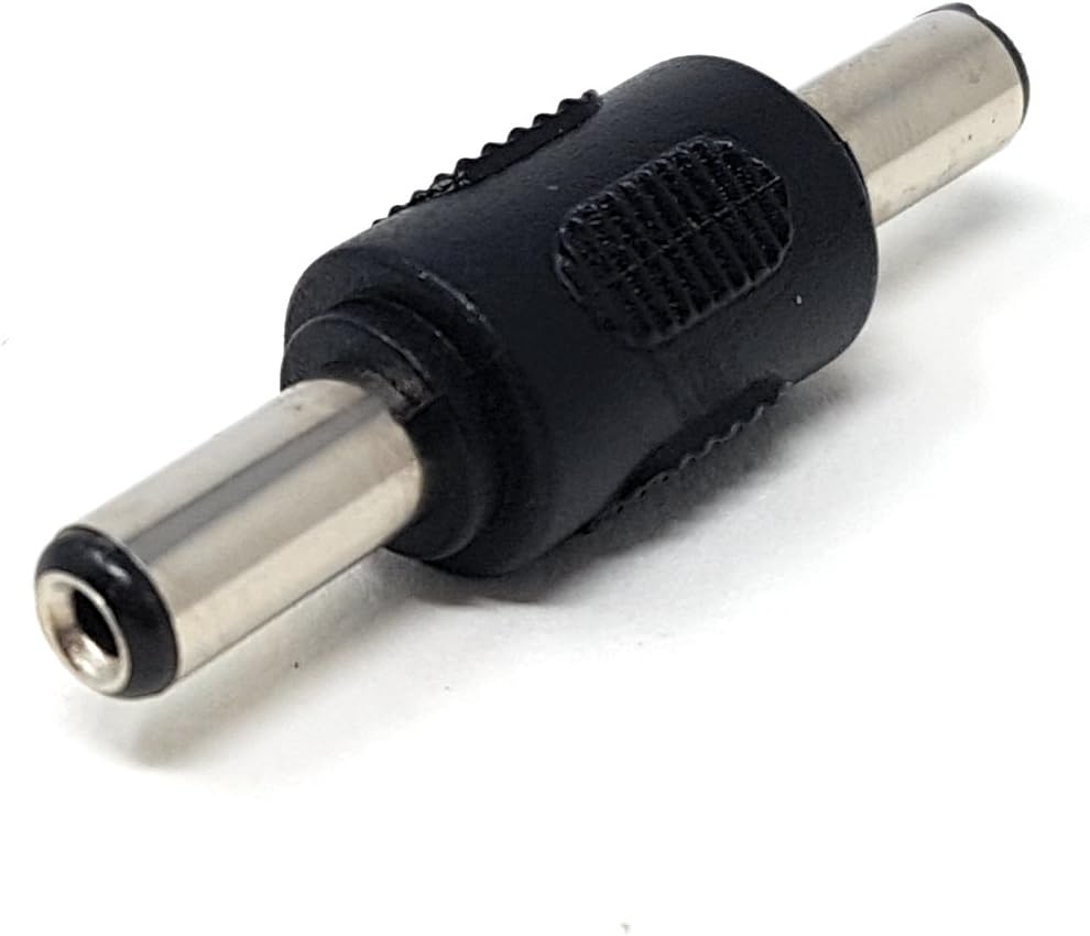 MainCore 5.5mm x 2.1mm DC Power Coupler/Male to Male Plugs/Gender Changer Adapter Converter Extender, black