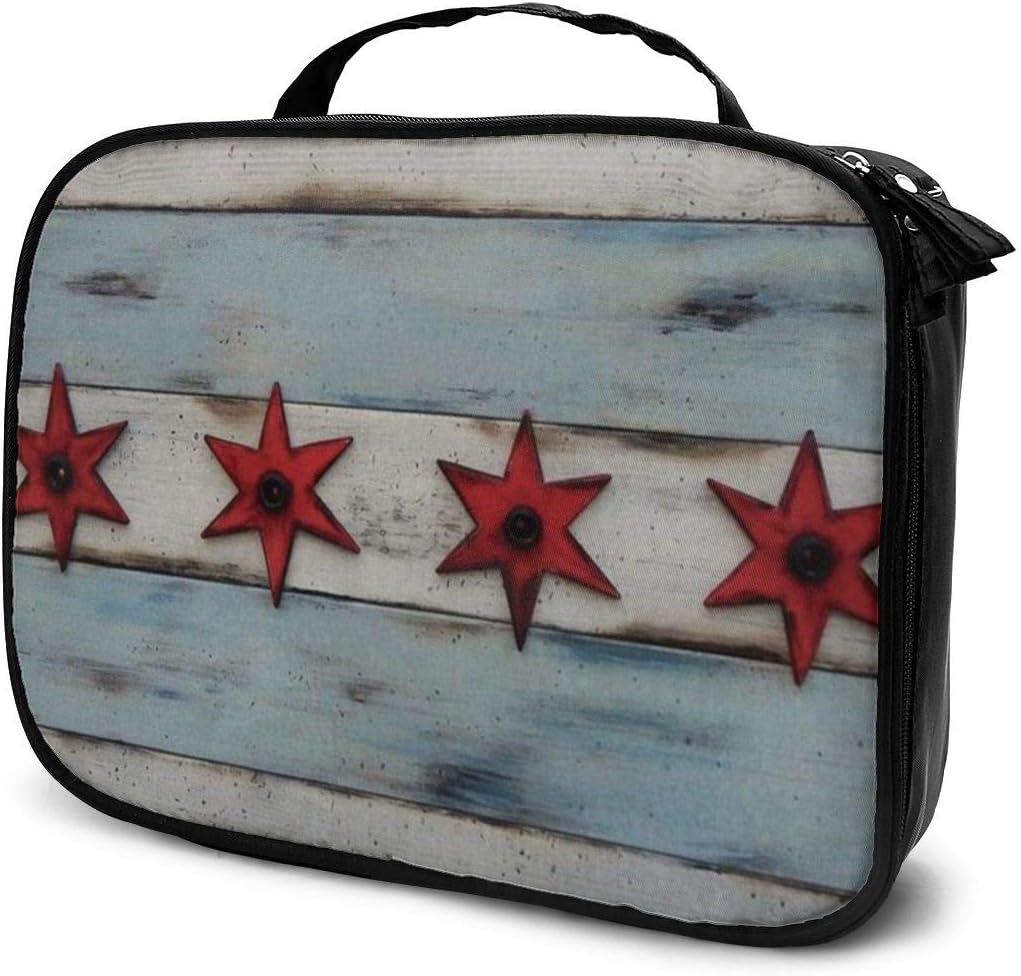 Tesdfk Flag of The City of Chicago Travel Makeup Train Case,Cosmetic Case Organizer,Portable Artist Storage Bag