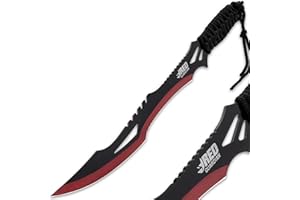 BUDK Guardian Twin Machete Set with Sheath | 11” Stainless Steel Blades | Red and Black Finish | Paracord Wrapped Handles | Includes Nylon Sheath with Adjustable Shoulder Strap | 17 1/2” Overall