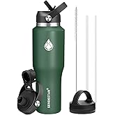 SENDESTAR Water Bottle,Wide Mouth Stainless Steel Vacuum Insulated Double Wall Keep Liquids Cold or Hot All Day,Sweat Proof Sport Design,Fit Car Cup Holder，Dark Green,40 Ounces