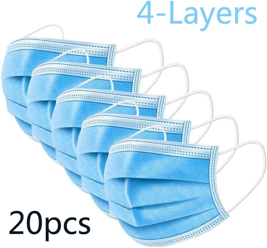20PCS Disposable Earloop Face Mask-Protect Yourself from Dust, Germs and Pollen – Ideal for Medical, Surgical, Catering and Construction Workers