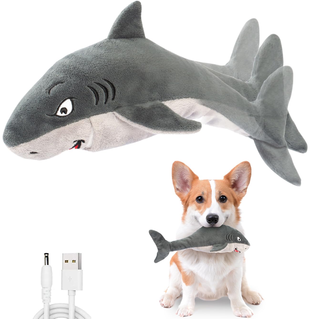 Petiepaw Interactive Dog Toys,Flopping Fish Dog Toys for Large/Medium/Small Dogs,Squeaky Plush Dog/Puppy Toys,Touch Activated