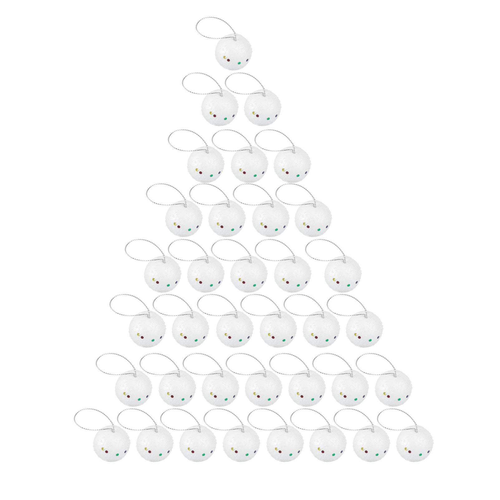 Amosfun 36pcs Christmas Hanging Balls White Craft Foam Balls Balls for Holiday Christmas Tree Decoration (White) 4cm