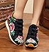 AvaCostume Womens Peony Embroidery Wedge Casual Travel Walking Shoes, Black 39