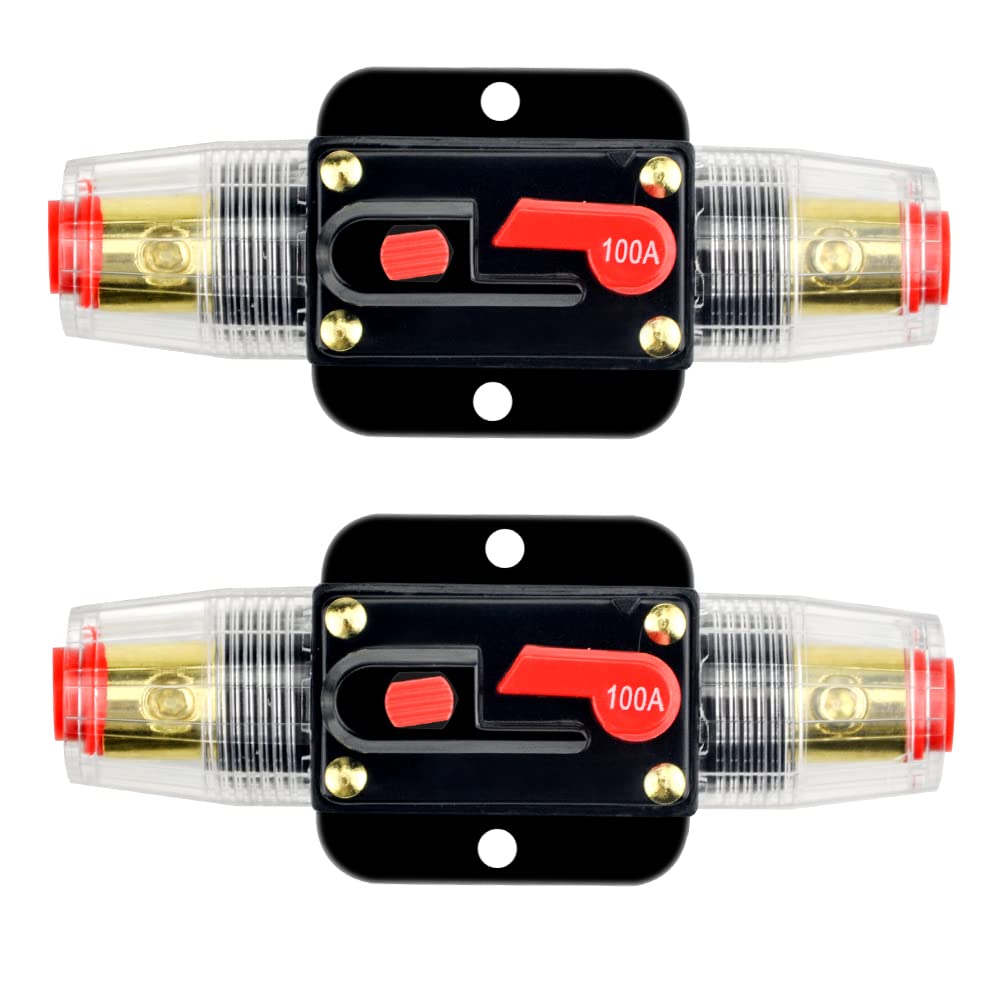 WMYCONGCONG 2 PCS 12V DC 100A Car Audio Inline Circuit Breaker Reset Fuse Holder for Auto Car Marine Boat Stereo Switch Audio Inverter System Protection