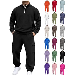 Men Sweatsuits Sets 2 Piece Quarter Zip Pullover and Sweatpants Jogging Track Suits Sweat Set Tracksuits Casual Outfit