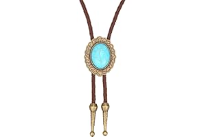 Joxevyia Bolo Tie with Natural Stone for Men Vintage Handmade Cowboy Bolo Ties Cowhide Rope Buckle Clasp Necktie for Women
