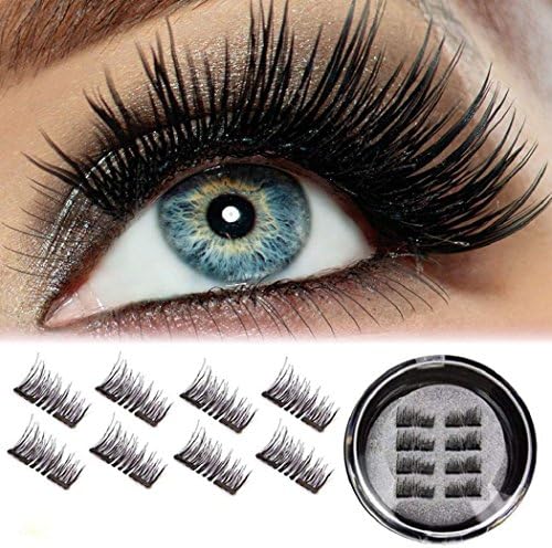 Magnetic Eyelashes 3D Reusable Fake Dual Magnet Eyelashes,Ultra Thin No Glue False Lashes Natural Looking and Handma 8pcs