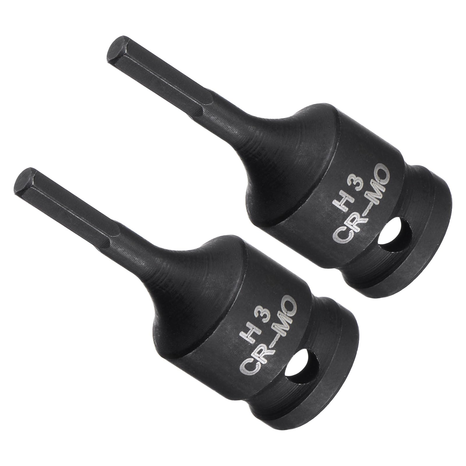 CoCud Impact Hex Bit Socket, 3mm 1/4" Square Drive 35mm Length, CR-MO Chamfer Design Pin Hole Metric Hex Socket - (Applications: for Impact Wrench Home Improvement), 2-Pieces
