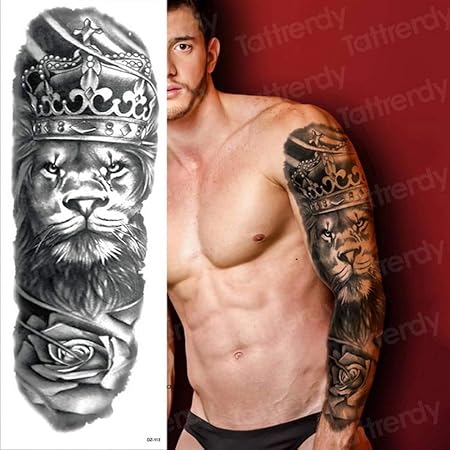 Handaxian 2pcs Tatouage Temporaire Bras Complet Lion