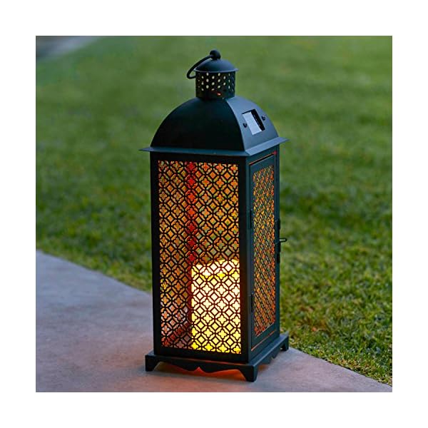 Moroccan Solar Powered Led Garden Flameless Candle Lantern Solar
