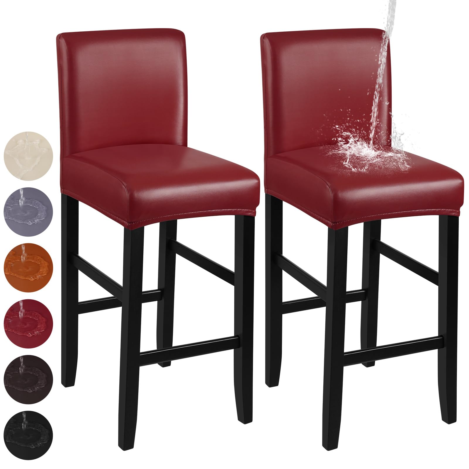 YISUN Bar Stool Covers, Stretch Waterproof PU Bar