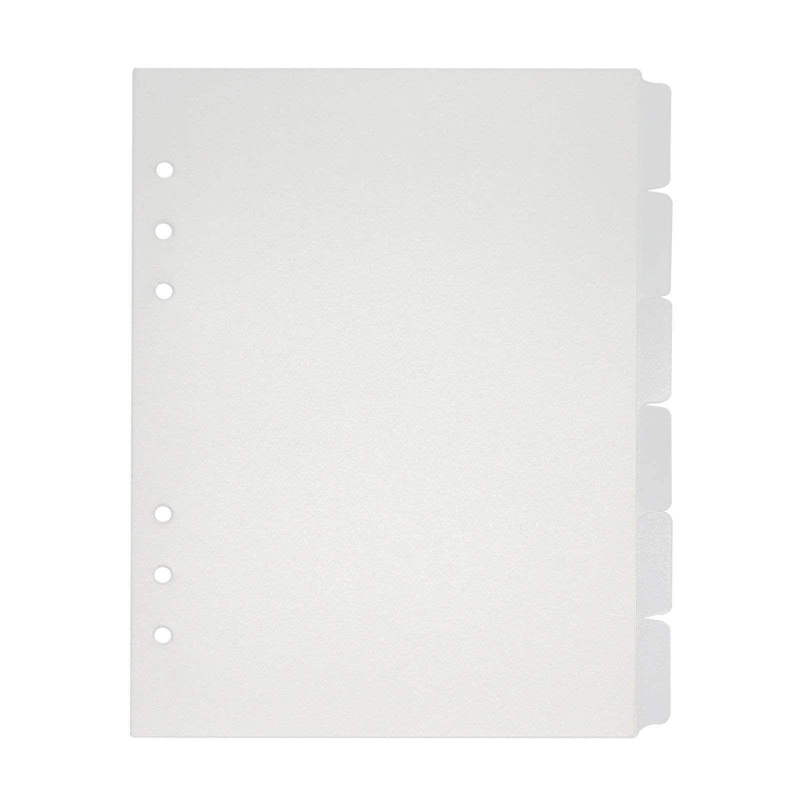 Multibey A5 6-Tab Binder Dividers with Tab Sticker Labels 6-Ring A5 Plastic Binder Index Dividers Translucent Set of 6 (1 Set)