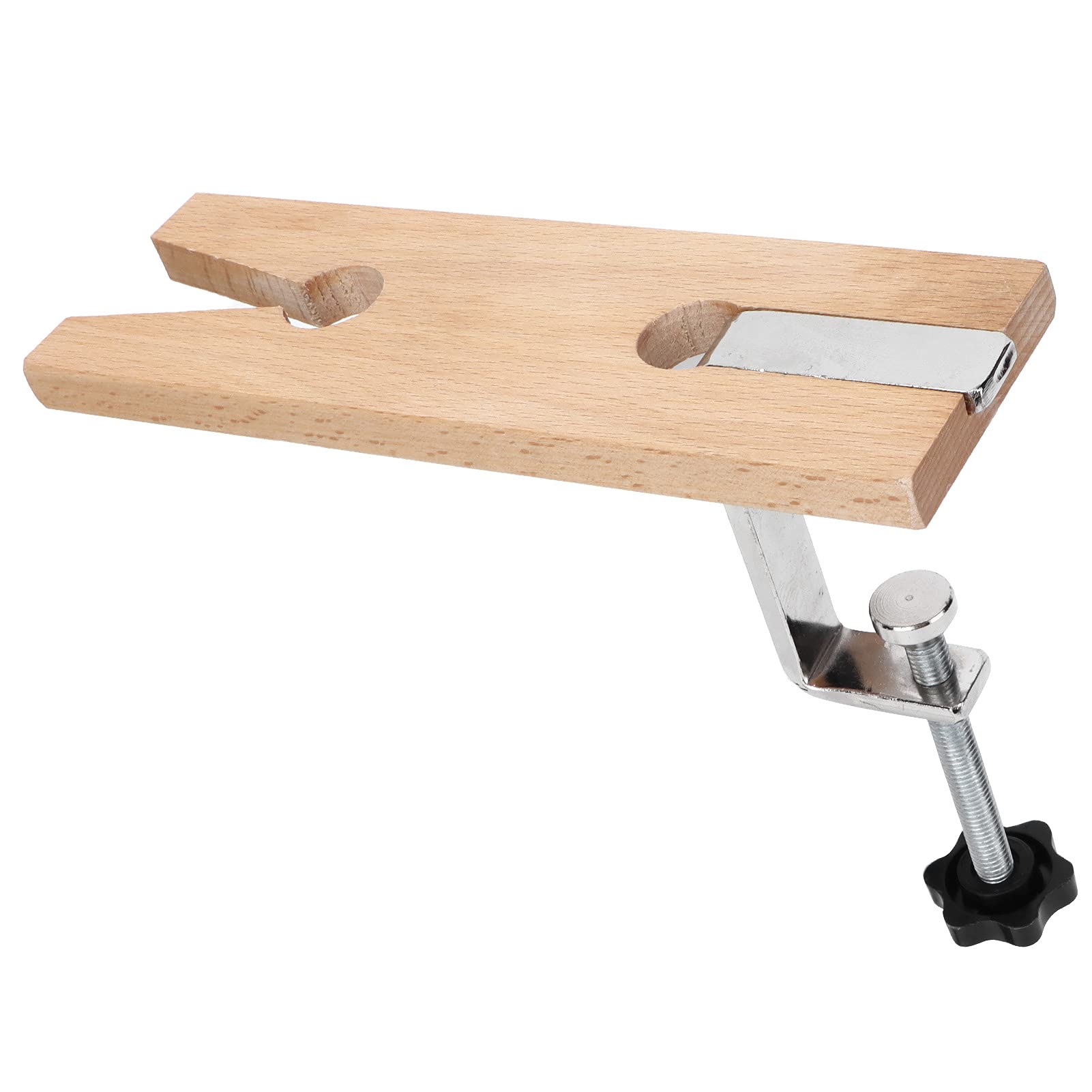 Longzhuo Essentials V-Shaped Hardwood Workshop Bench Peg Jewellery Making Tool with Steel Clamp, 193 x 62 x 15mm, Fret Saw Bench Pin for Jewellery Making