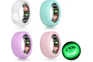 BKHEY Glow Silicone Cover for Oura Ring Protector, 4 Pack Elastic Ring Cover for Oura Ring Gen 3, Ring Cover for Gym and Working Out (4 Style, S for 6/7/8/9/10)