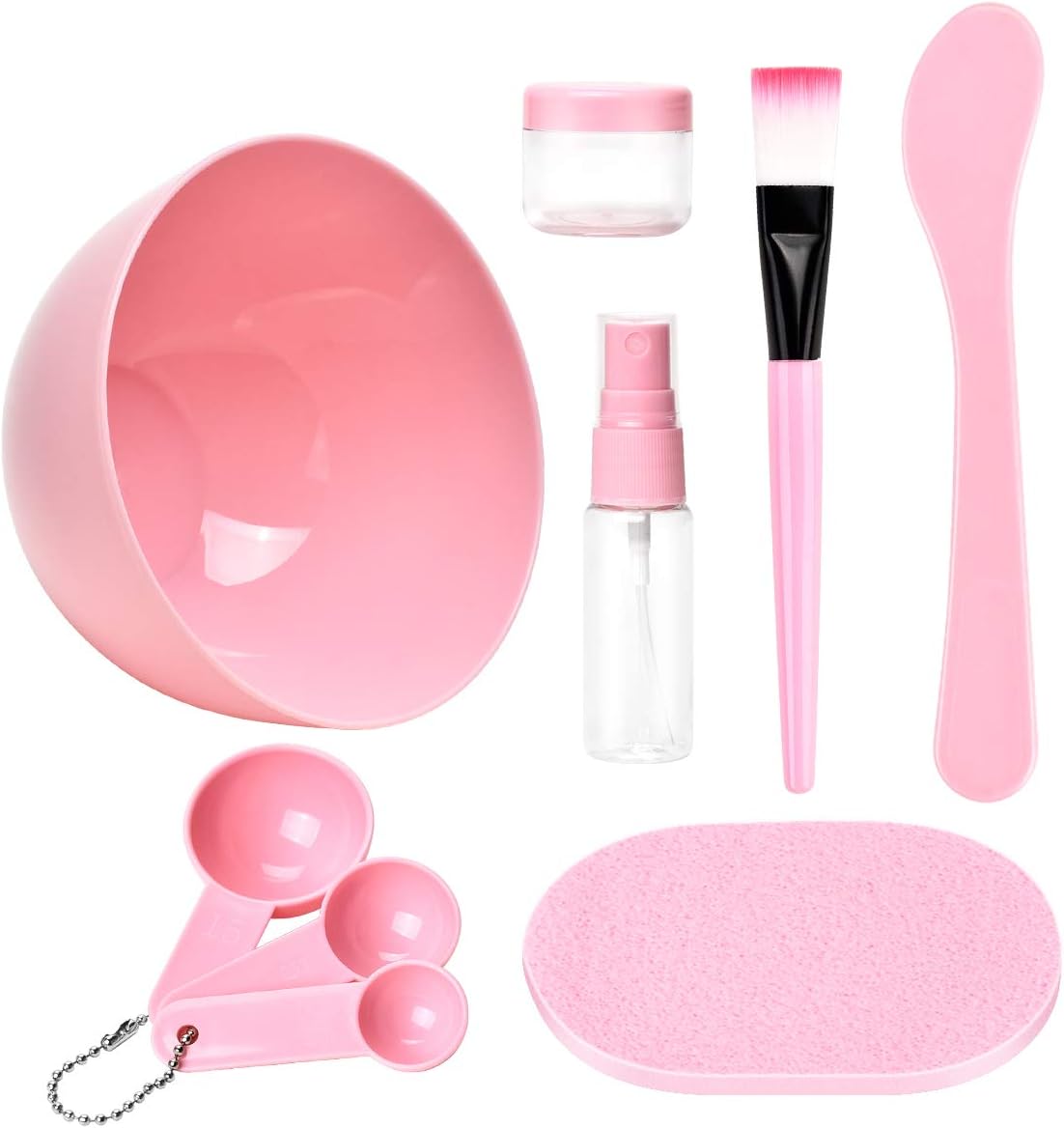 Face Mask Mixing Bowl Set, TsMADDTs Lady Facial Care Mask Facemask Mixing Tool Set, Bowl Stick Brush Gauge Cleaning Mat 9 in 1 Set Pink