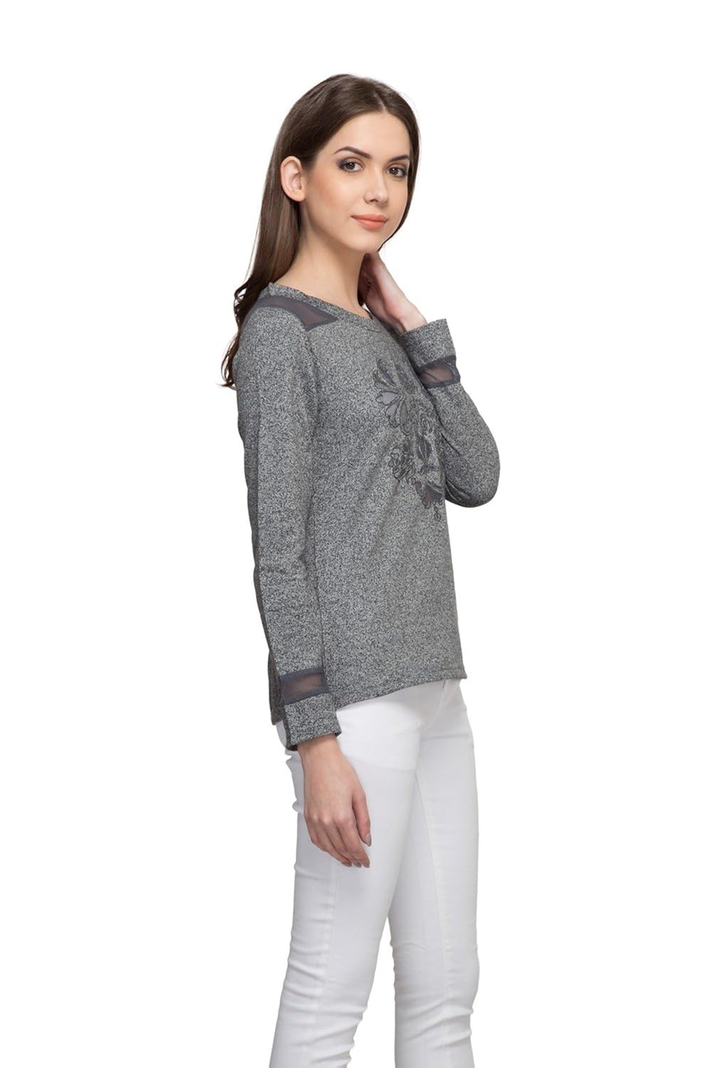 marie claire grey embroidered sweatshirt (mc10262)