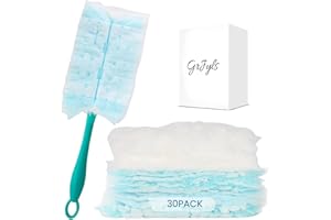 GRJYLS Duster Refills Bulk Compatible with Swiffer Dusters Swiffer Microfibre dust Cleaner Set, 30 Pcs Duster Refills & 1 Handle for Cleaning Home, Office, Furniture... (30 Duster Refills & Blue Handle)