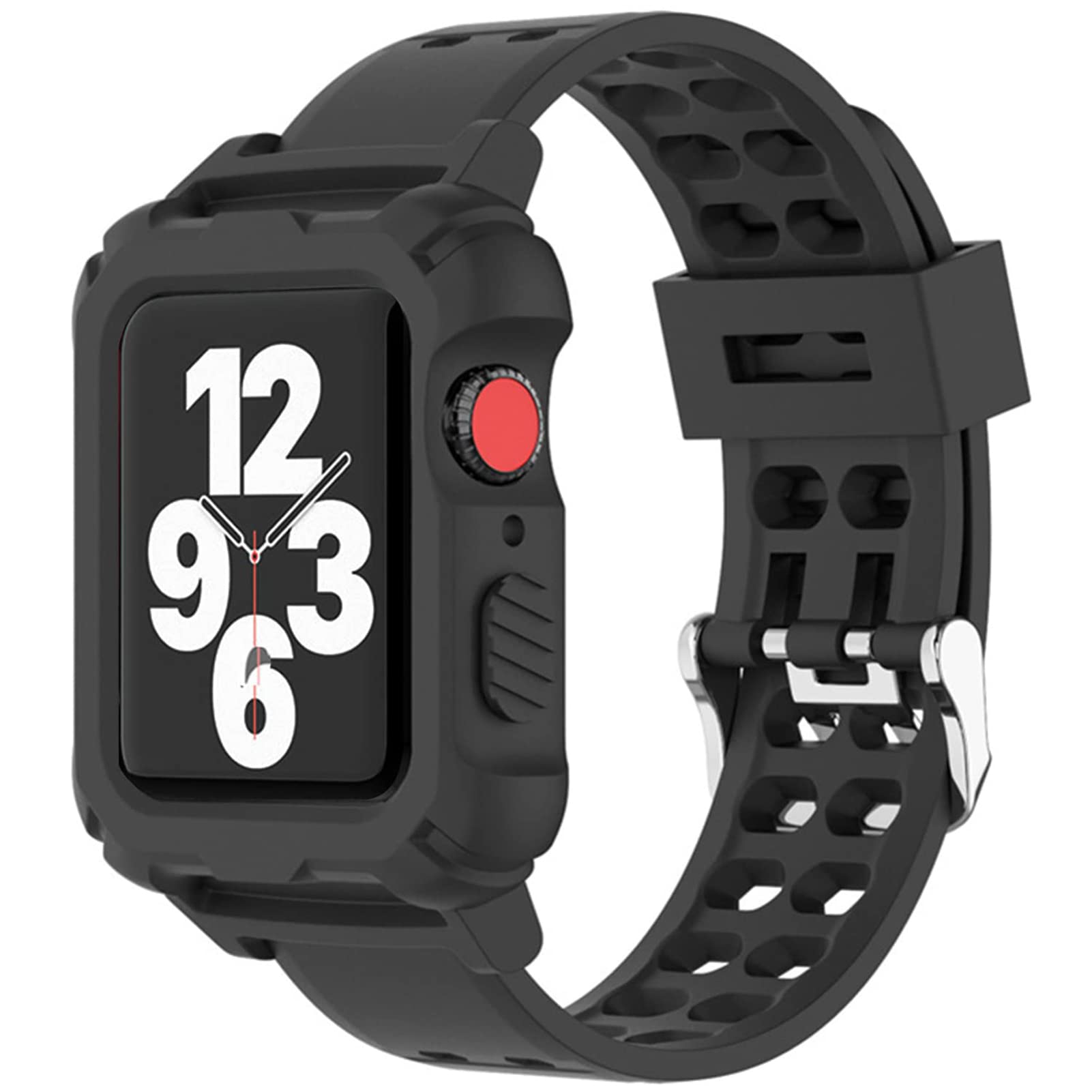 Lysun Bracelet Case Compatible with Apple Watch Strap 40 mm 38 mm 41 mm Case, Shockproof TPU with Bumper Full Protection Robust Band Sport Military Style for iWatch 7/6/SE/5/4/3/2/1, Black