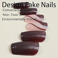 24 Pcs Fall Press on Nails Medium Square Dark Brown