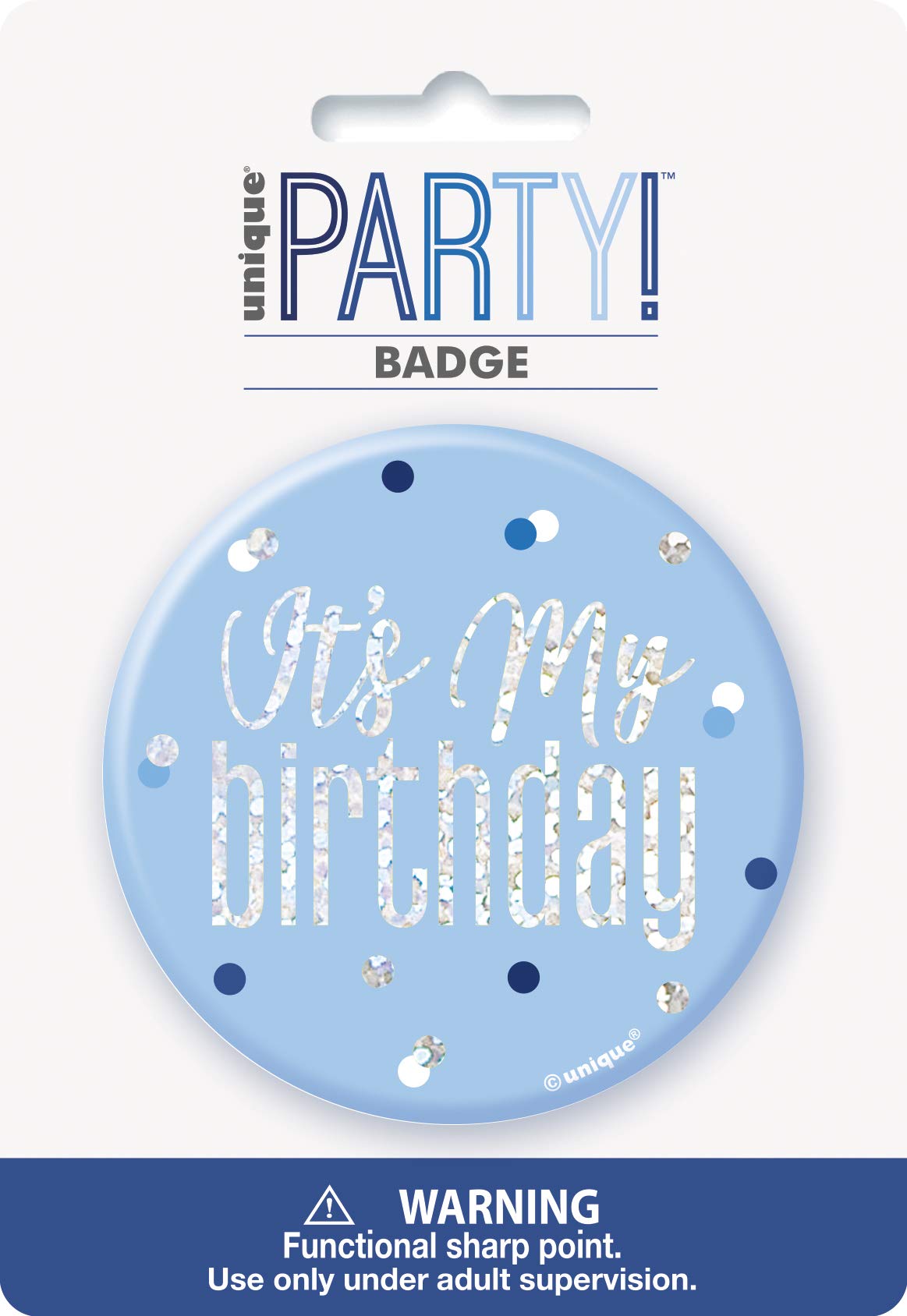 It's My Birthday Glitz Blue & Silver Badge - Perfect Accessory for the Special Day - 1 Pc